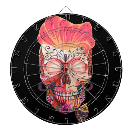 roze schedel dartbord (Voorkant)
