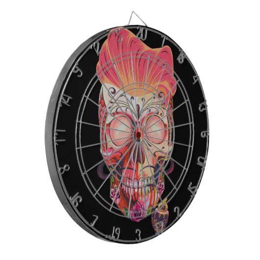 roze schedel dartbord (Voorkant Links)