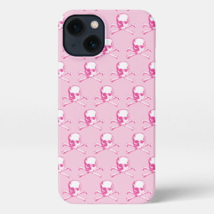 Roze schedel- en beenderpatroon iPhone 13 hoesje