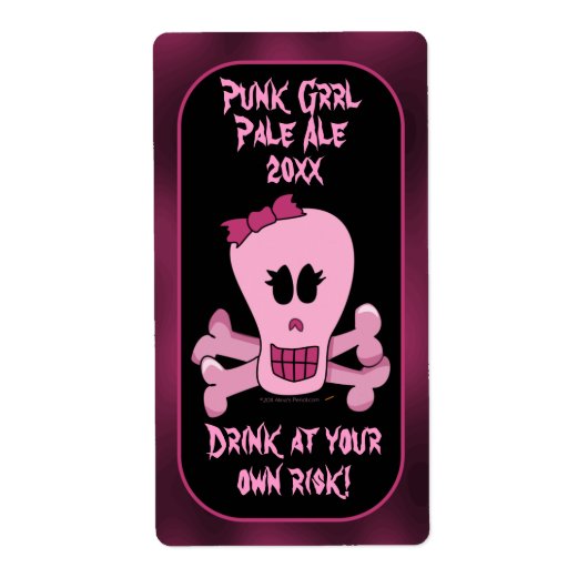 Roze schedel en Crossbones Bord Ale Beer Labels (Voorkant)