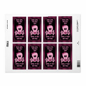 Roze schedel en Crossbones Bord Ale Beer Labels (Full Sheet)