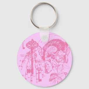 Roze schedel en kraakbeen sleutelhanger