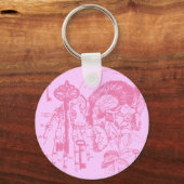 Roze schedel en kraakbeen sleutelhanger (Voorkant)