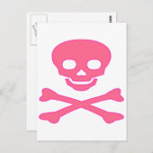 Roze schedel en kruisbeenderen briefkaart (Voorkant / Achterkant)