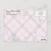 Roze schedel en kruisbeenderen met hart en met pot briefkaart (Achterkant)