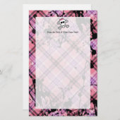 Roze schedel en kruisbeenderen met hart en met pot briefpapier (Voorkant / Achterkant)