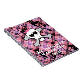 Roze schedel en kruisbeenderen met hart en met pot notitieboek (Rechterzijde)