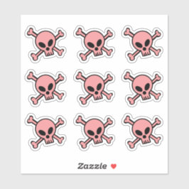 Roze schedel en kruisbeenderen sticker