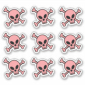 Roze schedel en kruisbeenderen sticker (Voorkant)