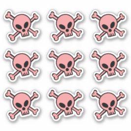Roze schedel en kruisbeenderen sticker