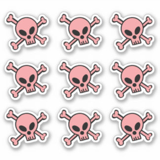 Roze schedel en kruisbeenderen sticker