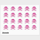 Roze schedel en kruisbeenderen T-shirts en cadeaut Ronde Sticker (Vel)