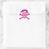 Roze schedel en kruisbeenderen T-shirts en cadeaut Ronde Sticker (Tas)