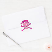Roze schedel en kruisbeenderen T-shirts en cadeaut Ronde Sticker (Envelop)