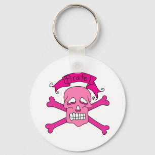 Roze schedel en kruisbeenderen T-shirts en cadeaut Sleutelhanger