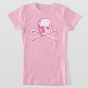Roze schedel en kruisgraten t-shirt