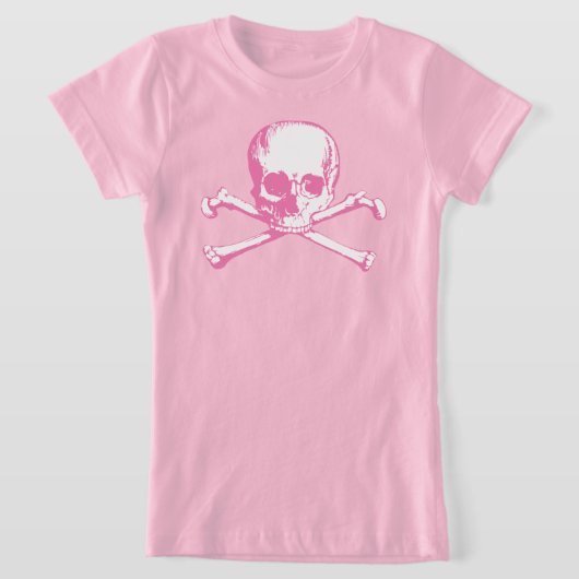 Roze schedel en kruisgraten t-shirt (Laagn)