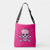 Roze schedel fuchsia crossbody tas (Voorkant)