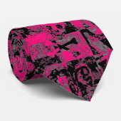 Roze schedel graffiti stropdas (Opgerold)