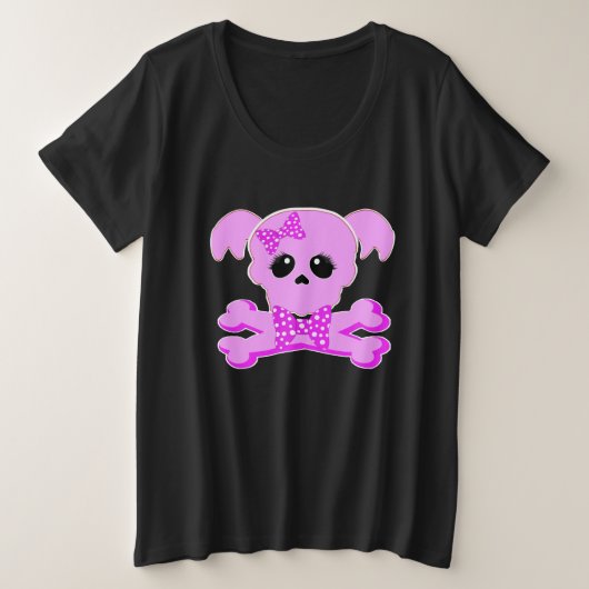 Roze schedel grote maat t-shirt (Design voorkant)