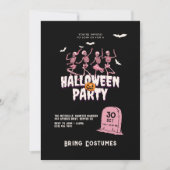 Roze schedel Halloween Party Kaart (Voorkant)