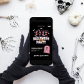 Roze schedel Halloween Party Kaart