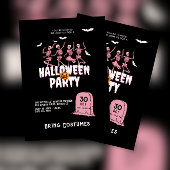 Roze schedel Halloween Party Kaart
