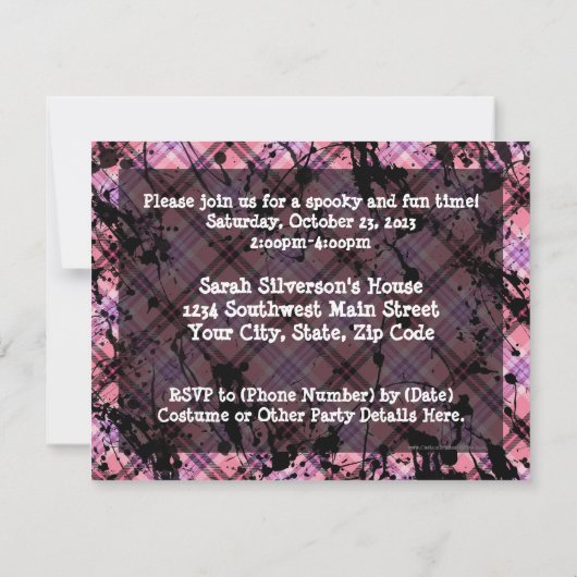 Roze schedel Halloween Party Uitnodigingen (Achterkant)