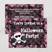 Roze schedel Halloween Party Uitnodigingen (Voorkant / Achterkant)