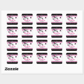 Roze Schedel, Hart & Kruisbeenderen Feest Favor St Vierkante Sticker (Vel)