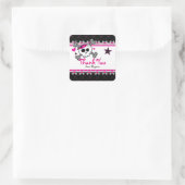 Roze Schedel, Hart & Kruisbeenderen Feest Favor St Vierkante Sticker (Tas)