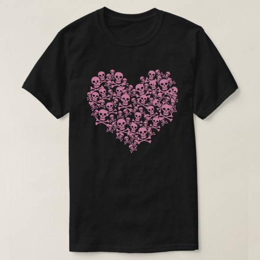 Roze Schedel Hart T-Shirt (Design voorkant)