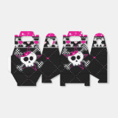 Roze schedel & harten verjaardagsfeestje gunstboxe bedankdoosjes (Uitgevouwen)