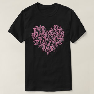 Roze schedel Heart T-Shirt