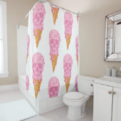 Roze schedel - ijs. Naadloze patroonachtergrond Douchegordijn (In situ)