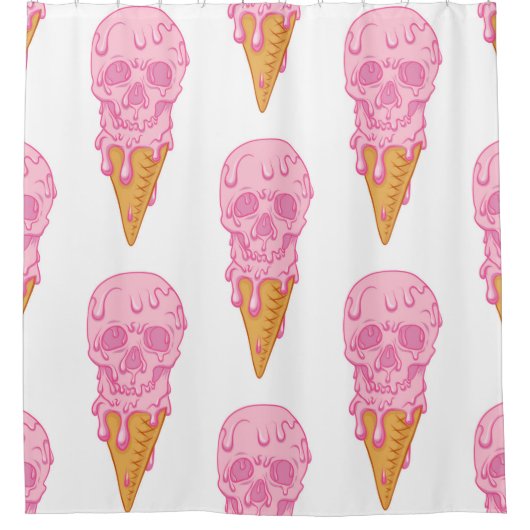 Roze schedel - ijs. Naadloze patroonachtergrond Douchegordijn (Voorkant)