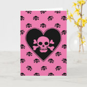 Roze Schedel in Hart Kaart (Gele Bloem)