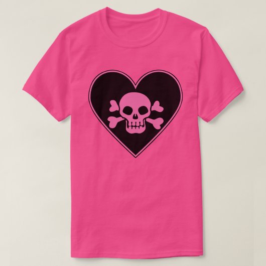 Roze Schedel in Hart T-shirt (Design voorkant)