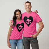 Roze Schedel in Hart T-shirt (Unisex)