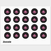 Roze schedel in het hart ronde sticker (Vel)