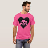 Roze schedel in het hart t-shirt (Voorkant volledig)