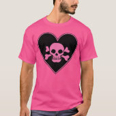 Roze schedel in het hart t-shirt (Voorkant)