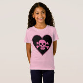 Roze schedel in het hart t-shirt (Voorkant volledig)