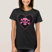 Roze schedel in het hart t-shirt (Voorkant)