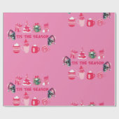 Roze schedel Kerstmis Wrapping Papier (Vlak)