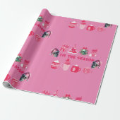Roze schedel Kerstmis Wrapping Papier (Uitgerold)
