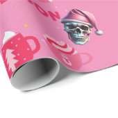 Roze schedel Kerstmis Wrapping Papier (Rol Hoek)