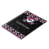 Roze schedel kruisbeenderen & harten notebook jour notitieboek (Linkerzijde)