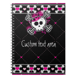 Roze schedel kruisbeenderen & harten notebook jour notitieboek