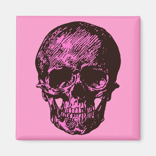 Roze schedel magneet (Voorkant)
